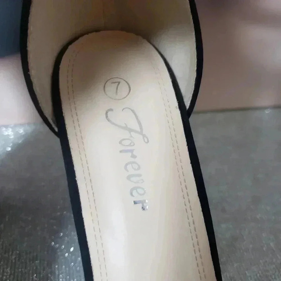 Forever Rhinestone Accent Open Toe Chunky High Heel Low Platform Sandal - Picture 3 of 7